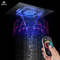 M Boenn Hotel Lucury Large Rain Shower Head Bathroom 3 Function High Pressure Showerheads Embeded Ceiling LED Music Shower Panel