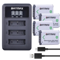 Batmax 4pcs NP-BX1 Battery+LED 3 Port USB Charger for Sony DSC RX1 RX100 AS100V M3 M2 HX300 HX400 HX50 HX60 GWP88 AS15 ZV-1 Log