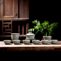 哥窯功夫茶具套裝整套家用景德鎮陶瓷泡茶壺茶杯蓋碗梅子青粉青