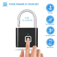 Fingerprint Lock Smart Padlock Thumbprint Door Padlocks Portable Anti-Theft Fingerprint Lock for Bag Drawer Suitcase