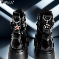 1PCS Zinc Alloy Rhinestone Pentagram Pendant Martin Boots Stars Shoes Buckles Decoration Metal Snap Hook Shoes Accessories