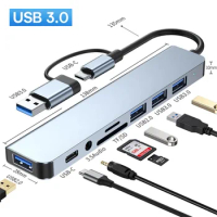 8-IN-2 USB HUB 3.0 USB-C HUB Docking Station Gbps High Speed Transmission USB Splitter Type C to USB OTG Adapter For Macbook Pro
