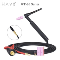 4M WP26 Quick Connect TIG Welding Torch Gas-Electric Integrated Rubber Hose Cable Wires 35-50 Euro Connector 13.12FT