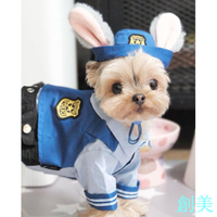 瘋狂動物城兔子警官cos卡通長耳朵兔子帽子尼克朱迪狗狗衣服-創美
