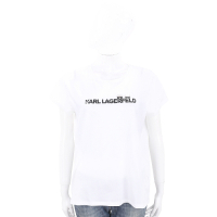 KARL LAGERFELD K/IKONIK 躲貓貓LOGO設計白色棉質T恤