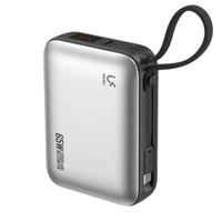 แบตสำรอง 20000mAh PD65W Power Bank ชาร์จเร็ว สาย Type-C ในตัว - UKIKI K20 (สีเงิน)