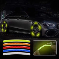 20pcs Car Hub Reflective Sticker Car Accessories Decorative Strips General for Use of Bicycle Automobile and Motorcycle Tyre