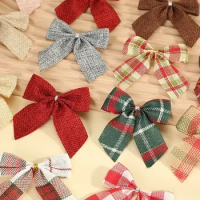 20/10Pcs Mini Christmas Bows Xmas Tree Hanging Ornament DIY Wreath Crafts Noel Christmas Decorations for Home 2024 New Year Gift