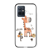 Ốp Cho VIVO T1 5G VIVO SI5E / T1 Pro 5G, Ốp Cứng In Hình Hươu Cao Cổ, Ốp Lưng Kính Cường Lực Chống S