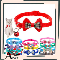 AVVET-BUNDLING  12PCSMIX Kalung Kucing Pita Kupu Kupu Kalung Kucing Pita Kotak Kotak,  Bel kerincing