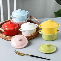 陶瓷蒸蛋碗帶蓋雙耳碗舒芙蕾空氣炸鍋烤碗兒童家用燉湯盅燕窩餐具 中秋節免運