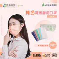 【聚泰科技】純色滿版三層醫用口罩 水蜜桃(30入/盒、雙鋼印、獨立單片包裝)