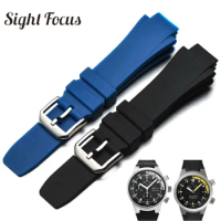 25x16mm Watchband for IWC Aquatimer Replacement Strap IW354807 W378203 Bracelet Men Silionce Rubber Blue Watch Bands Masculino