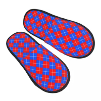 Red White Blue Argyle Pattern Checker Retro Guest Slippers for Hotel Women Custom Print House Slipper