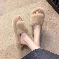 Cross-Border E-commerce Dropshipping Furry Slippers for Women, New Autumn and Winter Indoor Cotton S