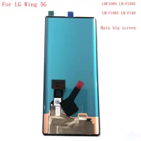 Original P-Oled For Lg Wing 5g Lcd Screen Display Touch Glass DIgitizer Frame Replacement LMF100N LM-F100N LM-F100V LM-F100