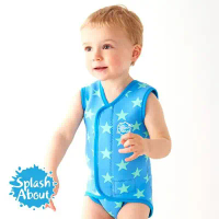 【Splash About 潑寶】BabyWrap 包裹式保暖泳衣 - 活力滿天星 / 海藍 S 號-M 號