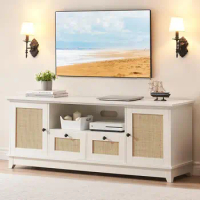 IDEALHOUSE TV Cabinet for TVs 65 inches and above with storage and mesh door, Living Room TV Console Cabinet Furniture
