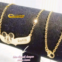 Kalung Nama Mickey Mouse - Aksesoris Ukir Nama Terbaru - Emas