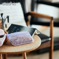 美國Stasher 彩虹系列白金矽膠密封袋-長形粉紫(食物袋/保鮮袋/收納袋)