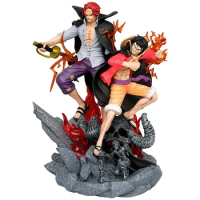 50cm One Piece Monkey D. Luffy Redhead Shanks GK Inheritance and Fetters Statue PVC Action Figure Collectible Model Boxed Toy