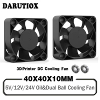 2Pcs Darutiox DC 5V 12V 24V Dual Ball Bearing 40mm x 40mm x 10mm 4cm 2-Pin Computer PC Case Cooling Fan 4010 3D Printer Fan