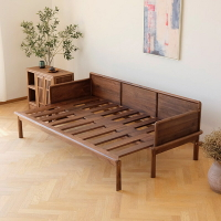 家具 實木黑桃木羅漢床小戶型推拉床櫻桃木中式床榻沙發床