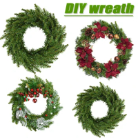 DIY Christmas Wreath Hanging Rattan Garland Ornaments 2023 Christmas Decorations for Home Front Door Navidad New Year 2024 Gift