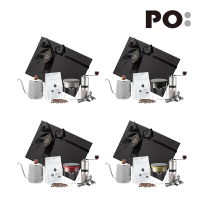 【PO:】POx黑沃耶加雪菲咖啡禮盒組(手沖壺-灰/咖啡杯350ml/磨豆機)(多色可選)
