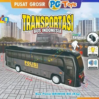 PGTOYS - Miniatur Mainan Bus BRIMOB POLISI Suara Musik Lagu Telolet Horeg Lampu Bis Anak Basuri BUS 