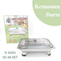 Fast Food Dish Tutup Full Kaca Baki Prasmanan KJ5004 Kitchenware Kemasan Baru Stainless Dapur
