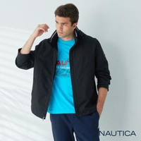 【NAUTICA】男裝防風防潑水素色立領外套(黑)