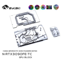 Bykski N-RTX3090FE-TC GPU Water Cooling Block with Waterway Copper Backplate Cooler for NVIDIA Geforce RTX 3090 Founders Edition