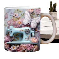 3D Ceramic Sewing Mug Stoneware Coffee Mug Quilting Gift Tea Cup 350ml Mug for Birthday Gifts and Quilting Enthusiasts