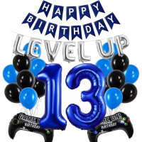 (SG SELLER) 13th Birthday Blue Video Game Birthday Decoration Set Birthday Decor Gaming Kit Level Up