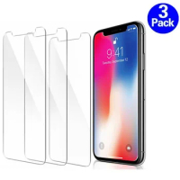 3PCS Screen protector Tempered Glass for IPhone X XR XS 13 14 Pro Max 7 6S Plus 12 11Pro Screen Protector Phone Verre SE 2 Coque