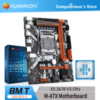 HUANANZHI X99 8M T LGA 2011-3 X99 Motherboard combo kit set CPU Intel XEON E5 2678 V3 Memory 2* DDR3 NON-ECC memory M.2 NVME USB