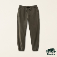 Roots男裝-城市悠遊系列 環保材質彈性縮口長褲-深綠色