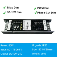Triac Dimmable Led Driver 300W 100W 60W 0/1-10V Dimmable Power Supply 12V 24V 250W Led Transformers 12v 200w Dimmable