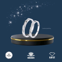 Cam&co Cincin Couple Moissanite Diamond Ring Original Premium White Gold Plated 18k Sterling Silver 