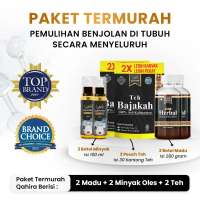 Paket Termurah Qahira - 2 btl Minyak Oles 2 pec Teh Bajakah 2 btl Madu Qahira | Bantu Kempeskan Benj