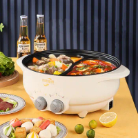 6L Yuanyang Electric Hot Pot Home Multi-function All-In-One Electric Cooking Pot Electric Cook Pot Non-Stick Grill Pan Pot 2000W