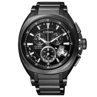 CITIZEN 錶現自我光動能鈦金屬腕錶(黑)-ATD53-3012