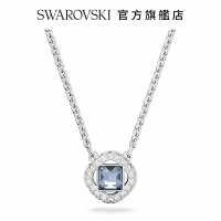 【SWAROVSKI 官方直營】Angelic 項鏈方形切割 藍色 鍍白金色 交換禮物