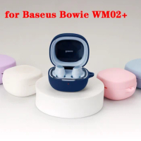 Silicone Case for Baseus Bowie WM02+ Case Solid Color Protection Earphone cover with hook case for Baseus WM02+ case