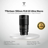 TTArtisan 100mm F2.8 2X Ultra Macro Lens Full Frame Mirrorless Camera Lens Fuji X-Mount