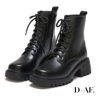 D+AF 熱銷推薦．厚底增高綁帶馬汀短靴＊黑