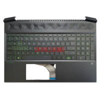 Laptop new for HP Pavilion 15-ec palmrest backlit keyboard green keys L72597-001