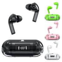 Hands-free Earbuds LED Digital Display In Ear Headset Bluetooth-Compatible 5.3 Space Capsule Transparent Headphones