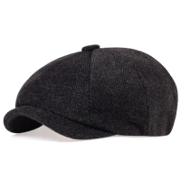 2021 new men's newsboy hat woolen beret hat octagonal big head circumference bud hat ins bloody gangster Men's cap hats